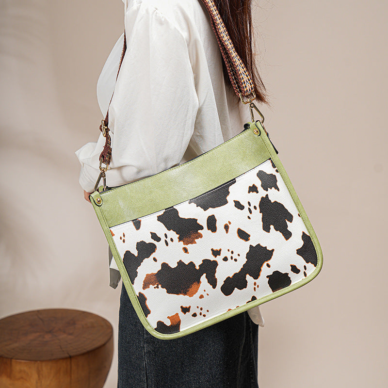 Wholesale Cow Pattern PU One Shoulder Large Bag Large Capacity Tote Bag